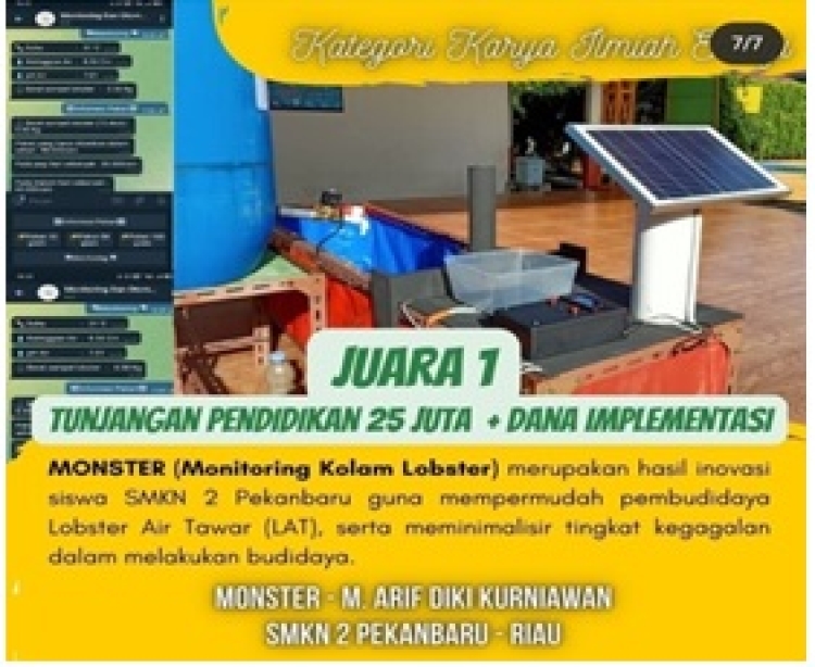 Siswa SMK Negeri 2 Pekanbaru Juara 1 Lomba Karya Ilmiah Energi Tingkat SMA/SMK oleh Yayasan KSE Bekerja Sama dengan PT. PLN (Persero)